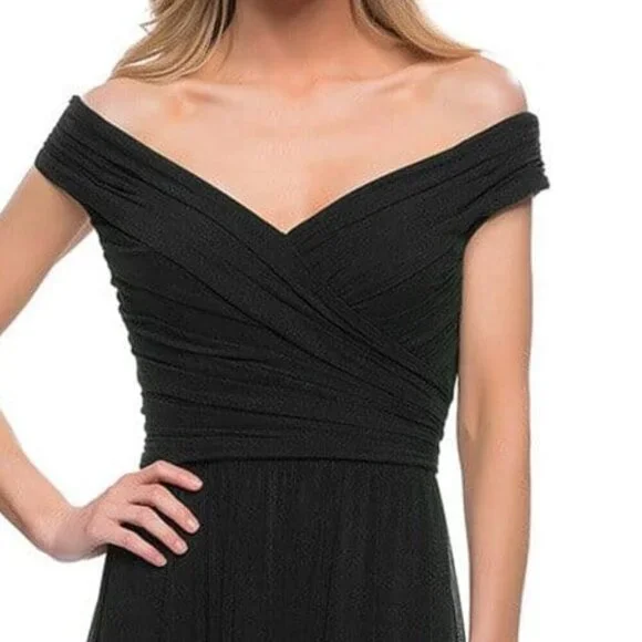 SALE NWT La Femme 29168SC Jersey Evening Dress Black size 10 - Picture 3 of 8